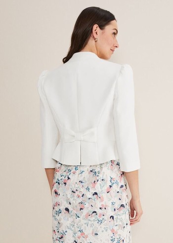 Phase Eight Isabella Bow Jackets White Canada | EJFBDX-958